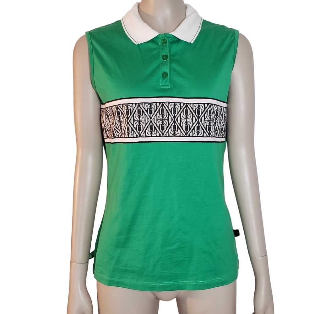 Vuarnet Sport Sleeveless Collared Top Womens S Kelly Green Golf Tennis Vintage